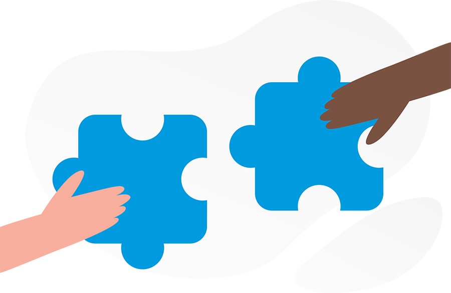 Two hands about to put puzzle pieces together. WordPress web design is a like a puzzle, and I'm here to help you solve it!