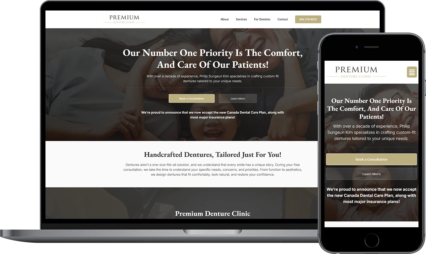 Premium Denture Clinic web design showcase